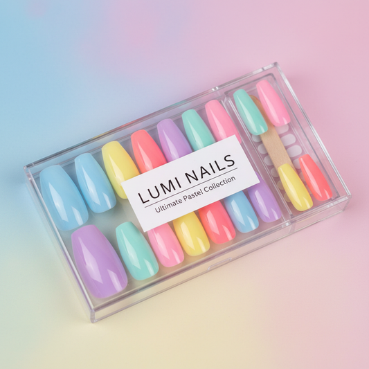 Kit unghie finte press-on colorate con finiture lucide e opache
