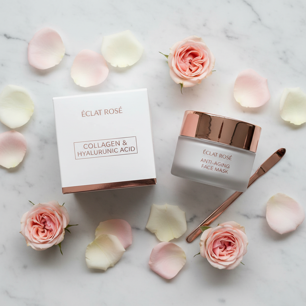 Maschera viso anti-età con petali di rosa