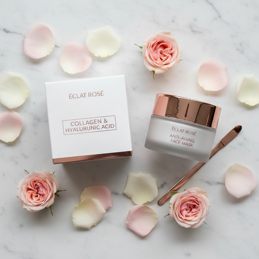 Maschera viso anti-età con petali di rosa