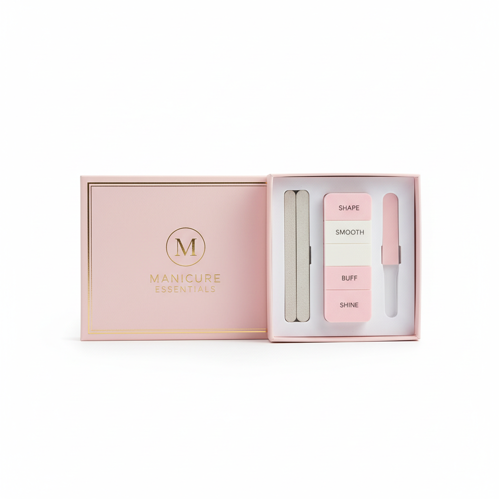Set lime e buffer per unghie in confezione rosa pastello