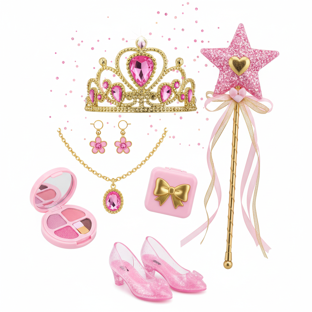 Kit principessa per bambine con tiara e bacchetta magica