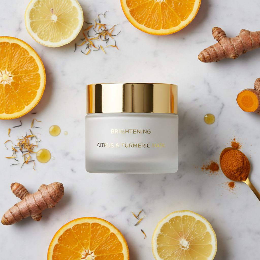 Maschera viso illuminante con agrumi e curcuma